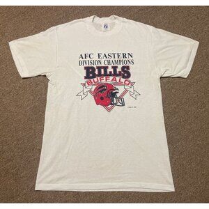 Vintage 90s Large Buffalo Bills Logo 7 NFL AFC Champs Single Stitch T-Shirt USA
